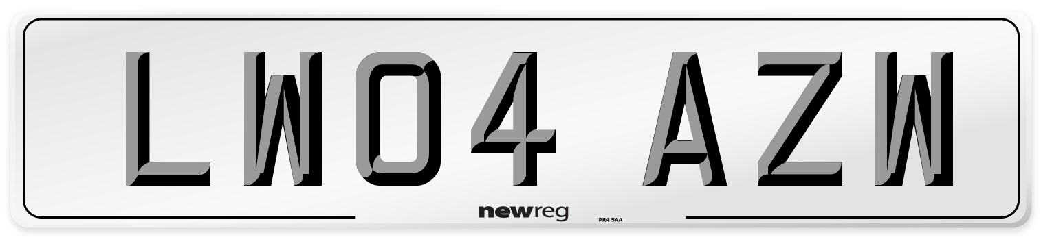 LW04 AZW Number Plate from New Reg